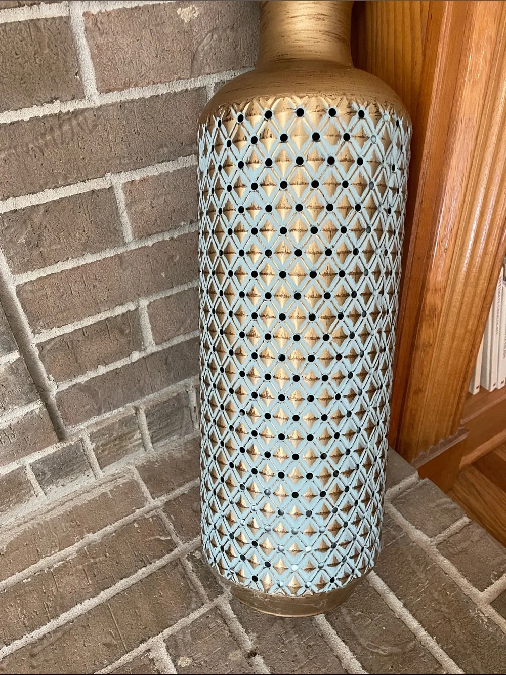 Decorative Gold and Aqua Floor Vase - Home Accents